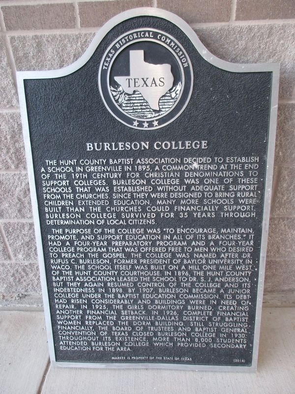 Burleson College Marker image. Click for full size.