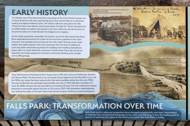 Early History | Falls Park: Transformation Over Time Marker image. Click for full size.