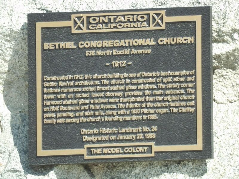 Bethel Congregational Church Marker image. Click for full size.