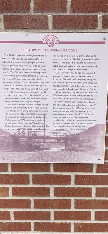 History of the Avenue Bridge Marker image. Click for full size.