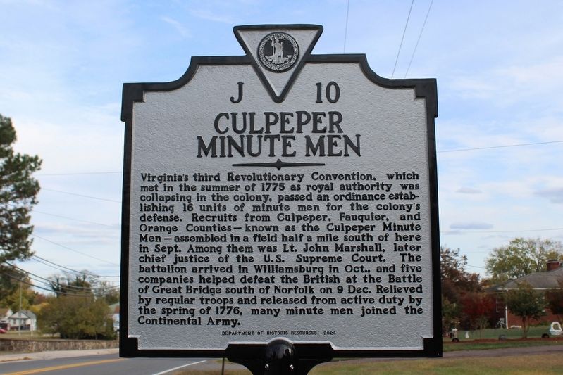 Culpeper Minute Men Marker image. Click for full size.