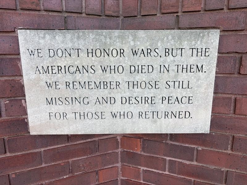 Veterans Memorial inscription. Click for full size. Veterans Memorial inscription image. Click for full size.