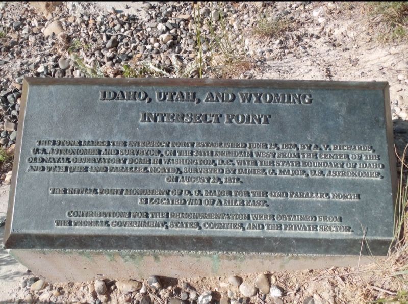 Idaho, Utah and Wyoming Intersect Point Marker. Click for full size. Idaho, Utah and Wyoming Intersect Point Marker image. Click for full size.