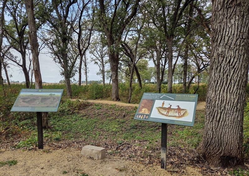 Those Who Came Here/Ehaŋnah Tuweweka Ded Hípi? Marker (left) at the Grand Meadow Chert Quarry. Click for full size. Those Who Came Here/Ehaŋnah Tuweweka Ded Hípi? Marker (left) at the Grand Meadow Chert Quarry image. Click for full size.