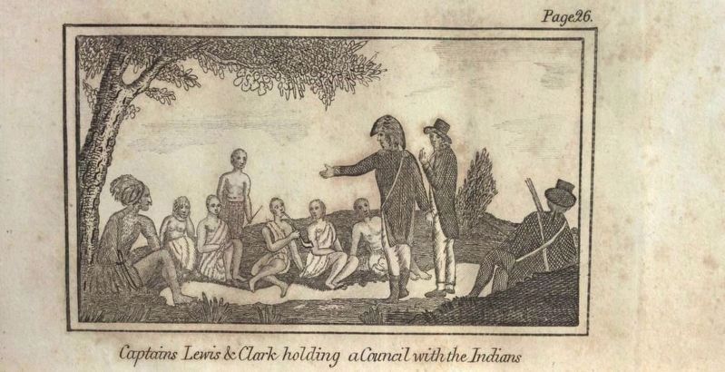 Captains Lewis & Clark holding a Council with the Indians image. Click for full size.