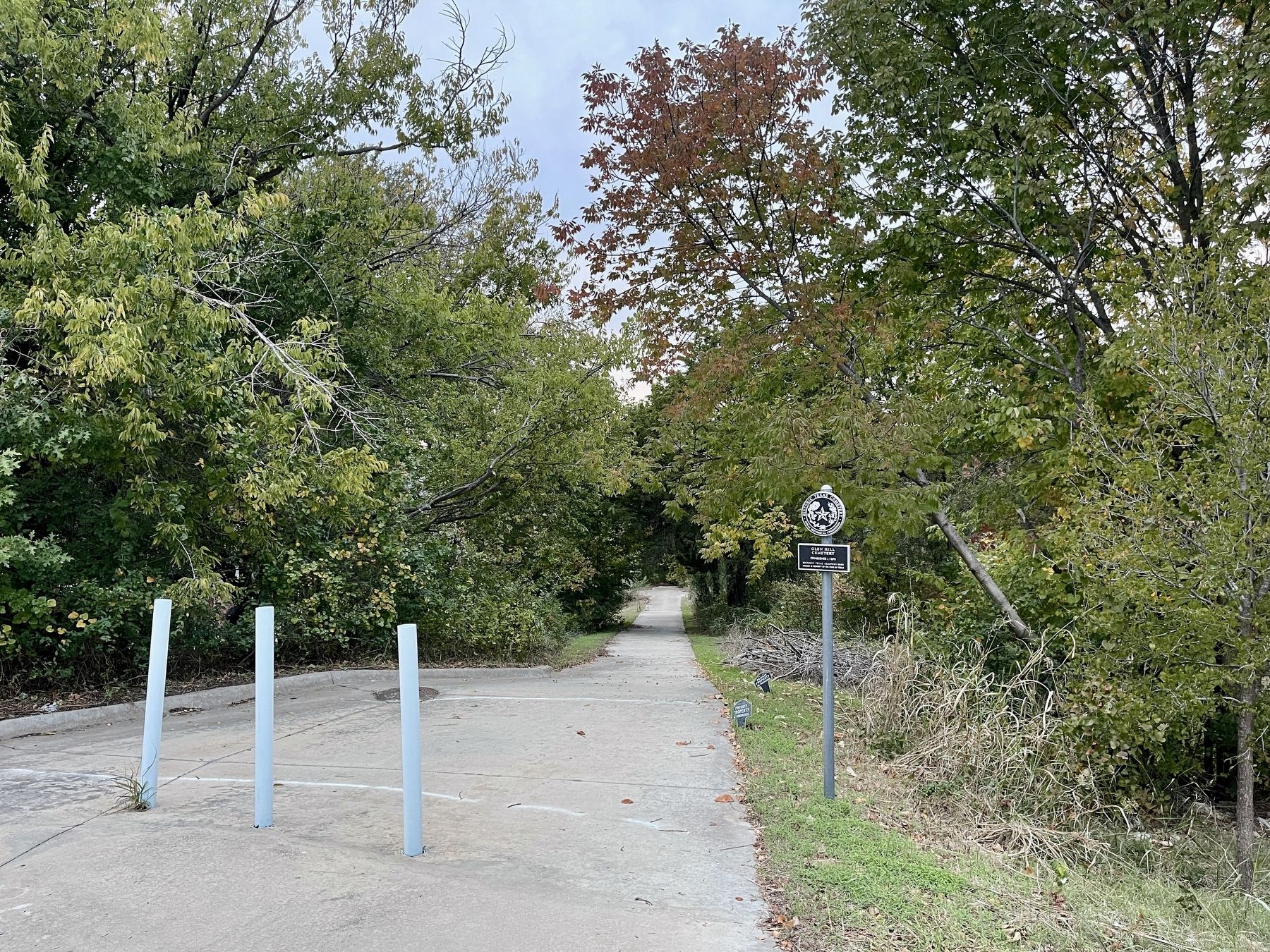 Glen Hill Cemetery Marker near sidewalk image. Click for full size.
