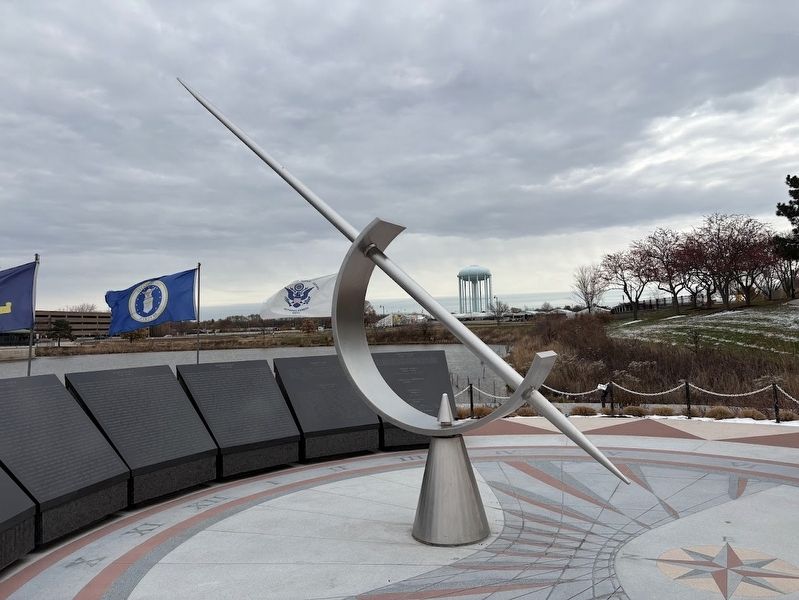 The Veterans Memorial's sundial image. Click for full size.