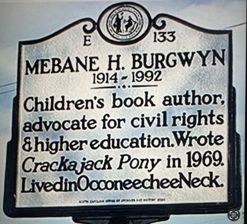 Mebane H. Burgwyn Marker image. Click for full size.