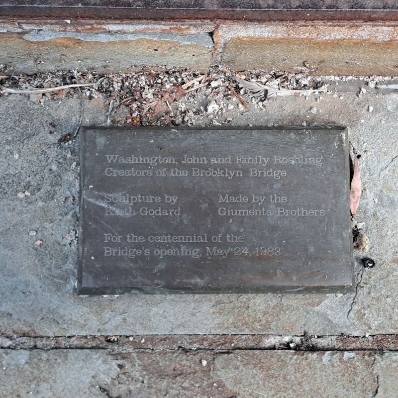 The Brooklyn Bridge Centenial Marker. Click for full size. The Brooklyn Bridge Centenial Marker image. Click for full size.