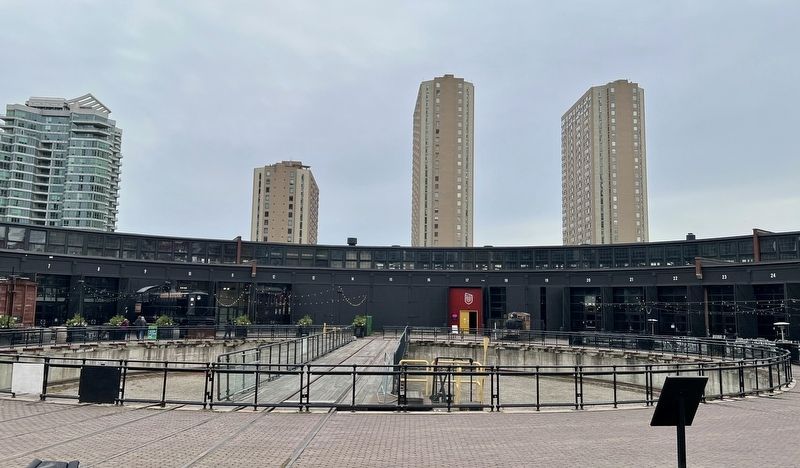Former John Street Roundhouse turntable in 2025 image. Click for full size.