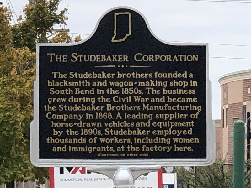 The Studebaker Corporation Marker, Side One image. Click for full size.