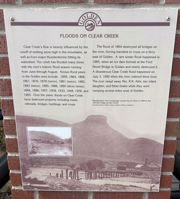 Floods on Clear Creek Marker image. Click for full size.