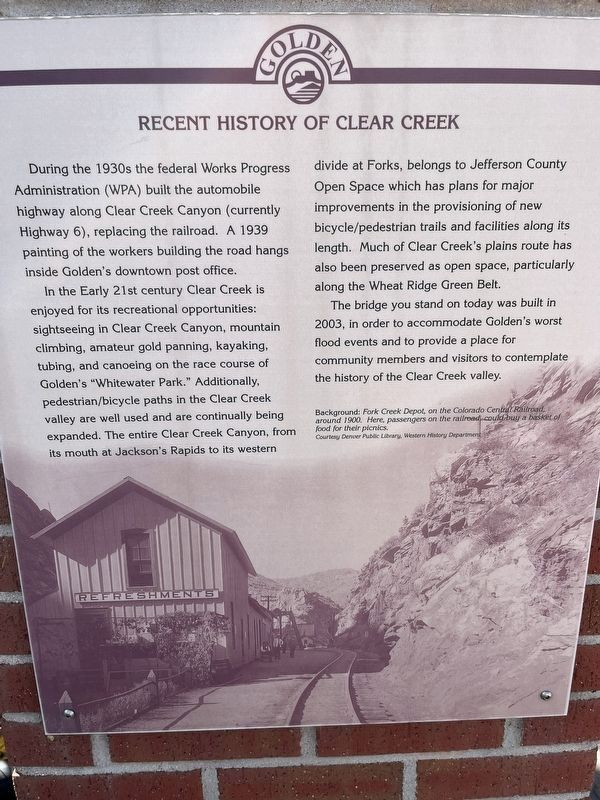Recent History of Clear Creek Marker image. Click for full size.