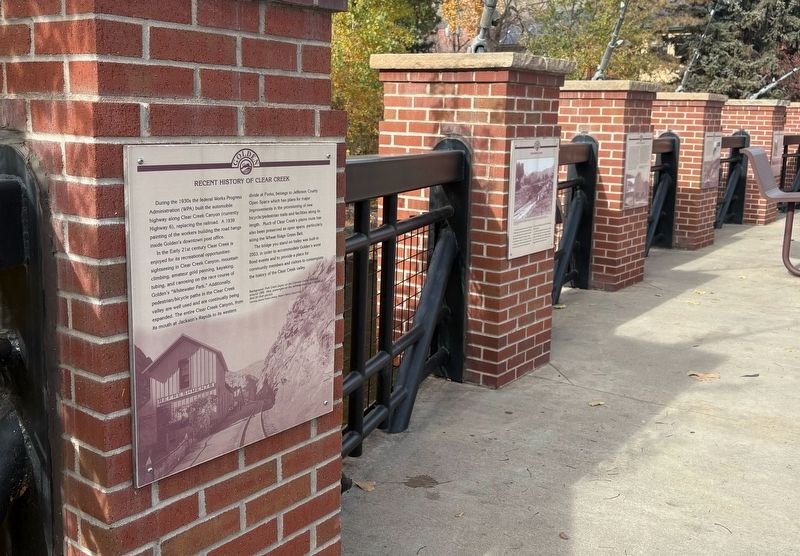 Recent History of Clear Creek Marker Wide View image. Click for full size.