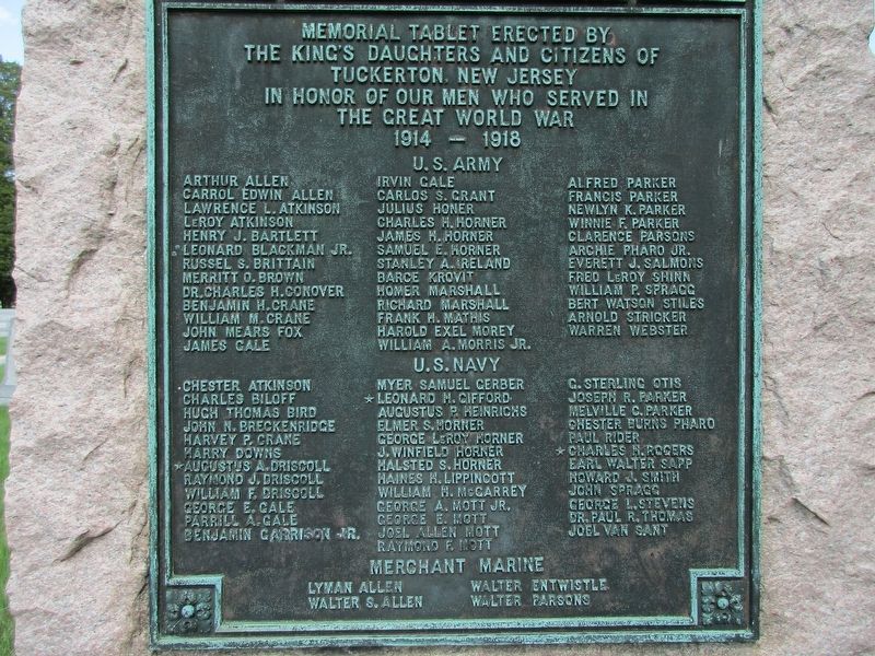 Tuckerton World War I Memorial image. Click for full size.