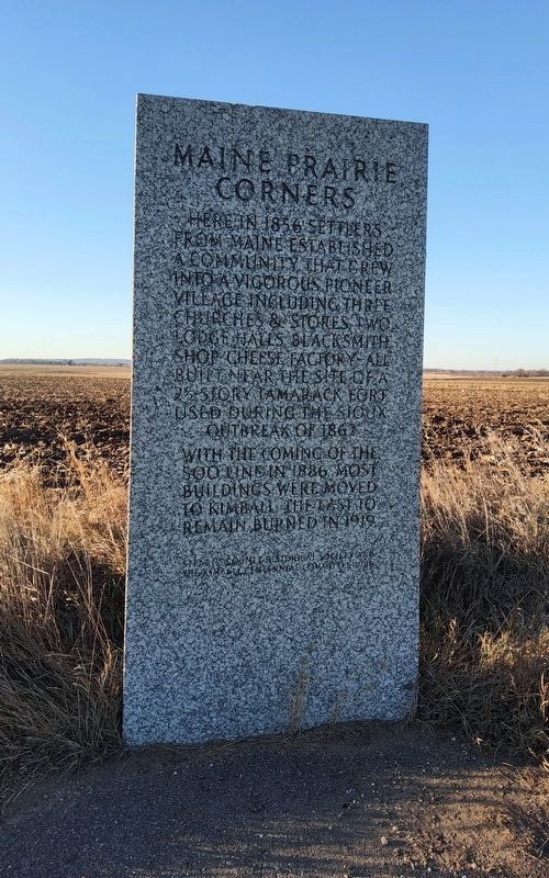 Maine Prairie Corners Marker. Click for full size. Maine Prairie Corners Marker image. Click for full size.