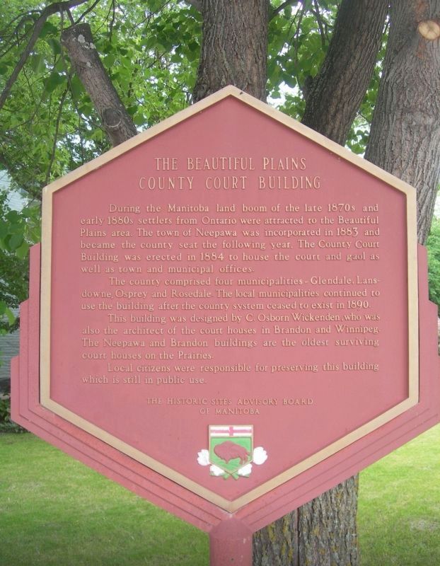 The Beautiful Plains County Court Building Marker image. Click for full size.