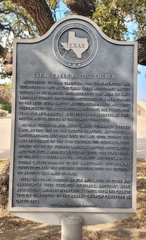 Clear Creek Baptist Church Marker. Click for full size. Clear Creek Baptist Church Marker image. Click for full size.