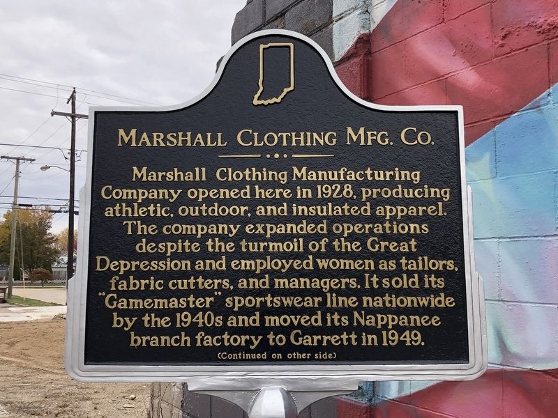 Marshall Clothing Mfg. Co. Marker, Side One image. Click for full size.
