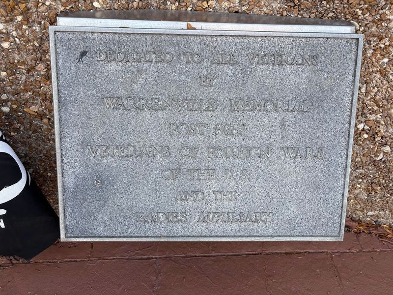 Warrenville Veterans Memorial plaque image. Click for full size.