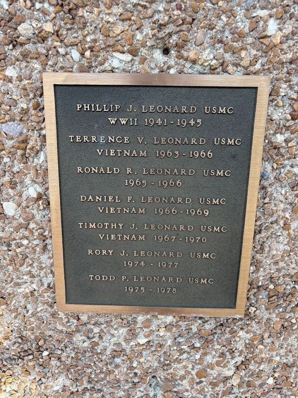 Leonard family plaque on the Warrenville Veterans Memorial image. Click for full size.