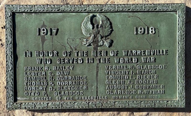 Warrenville World War I Memorial Rock. Click for full size. Warrenville World War I Memorial Rock image. Click for full size.