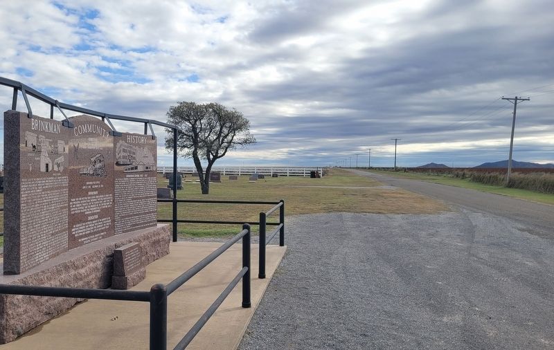 The view of the Brinkman Cemetery and marker along the cemetery fervent. Click for full size. The view of the Brinkman Cemetery and marker along the cemetery fervent image. Click for full size.