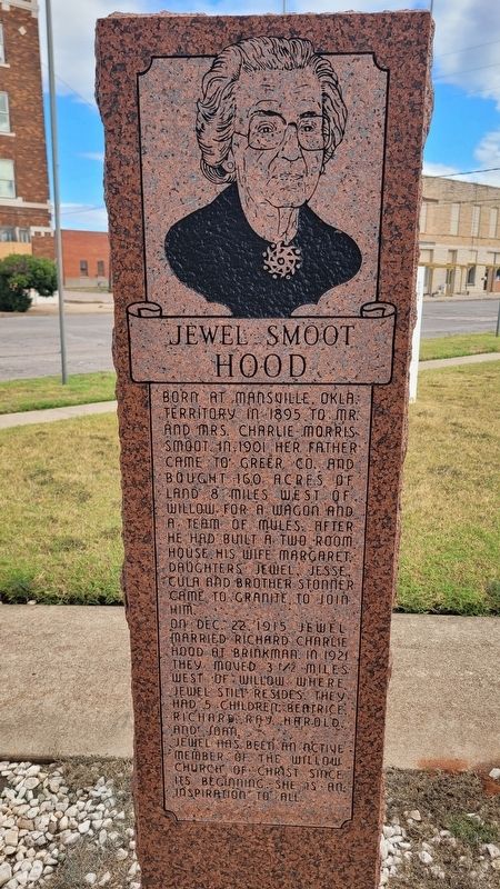 Edith Florence Kromer / Jewel Smoot Hood Marker - Reverse Side. Click for full size. Edith Florence Kromer / Jewel Smoot Hood Marker - Reverse Side image. Click for full size.