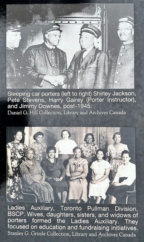 Brotherhood of Sleeping Car Porters marker photos and captions detail (right). Click for full size. Brotherhood of Sleeping Car Porters marker photos and captions detail (right) image. Click for full size.