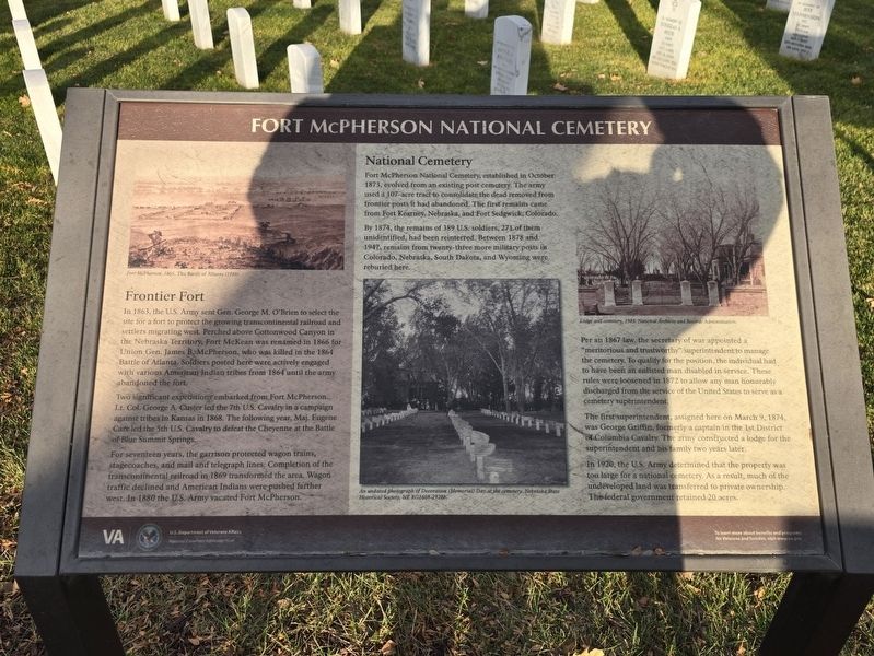 Fort McPherson National Cemetery Marker. Click for full size. Fort McPherson National Cemetery Marker image. Click for full size.