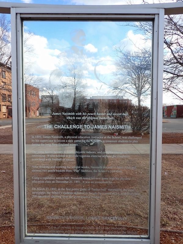 The Challenge to James Naismith Marker. Click for full size. The Challenge to James Naismith Marker image. Click for full size.