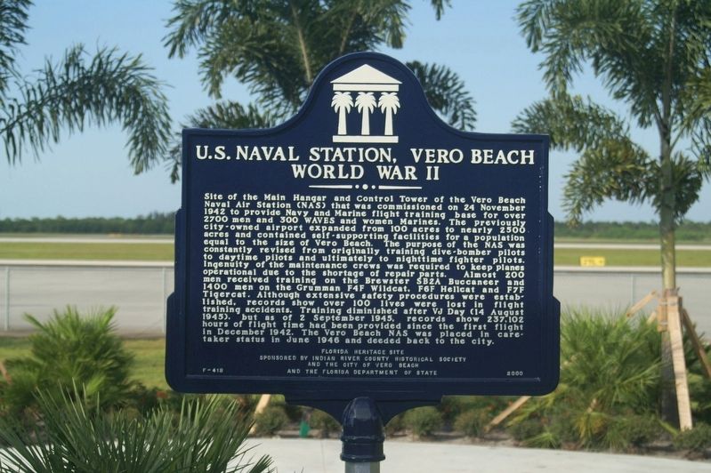 U.S. Naval Station Vero Beach World War II Marker image. Click for full size.