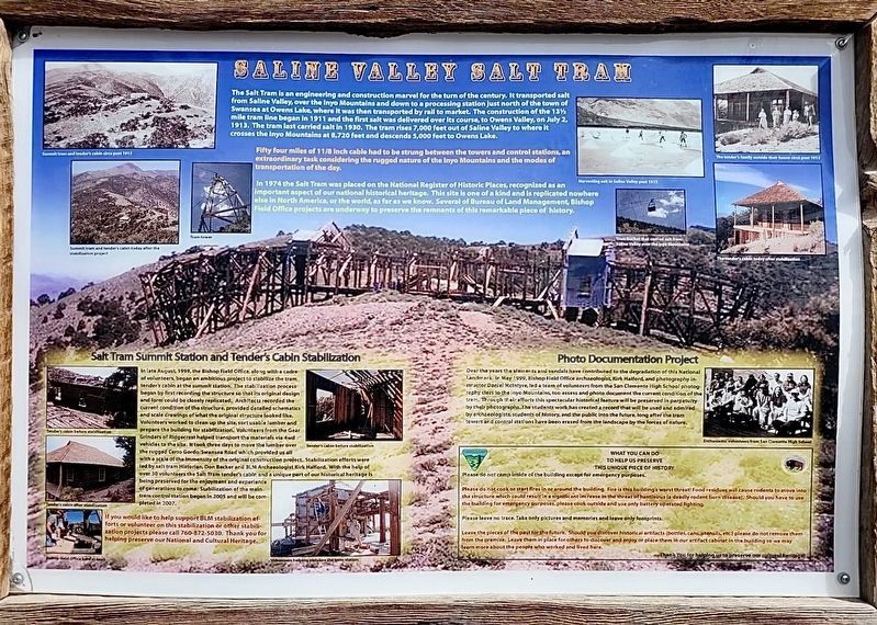 Saline Valley Salt Tram Marker. Click for full size. Saline Valley Salt Tram Marker image. Click for full size.