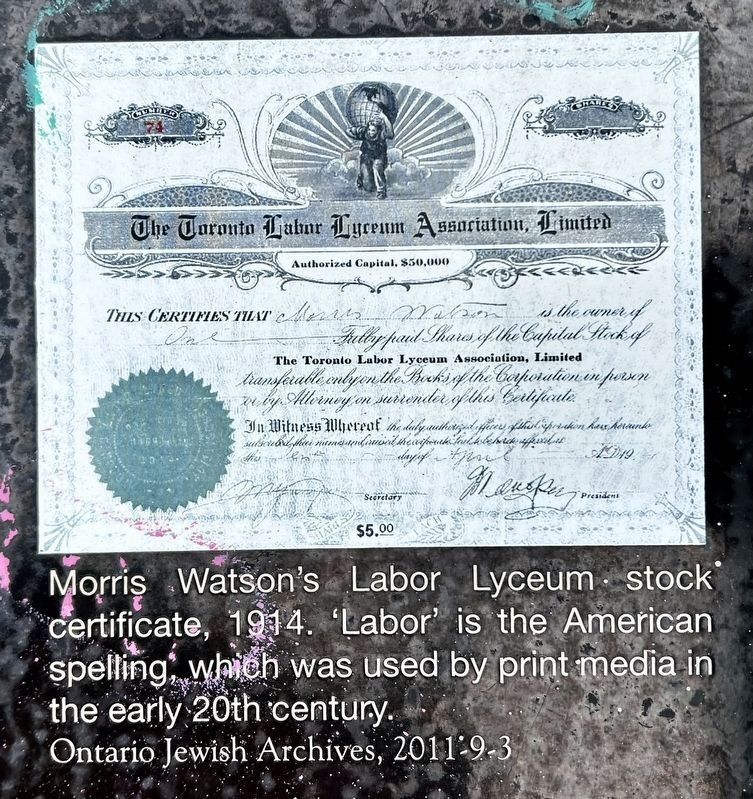 Labor Lyceum marker photo and caption detail (right) image. Click for full size.