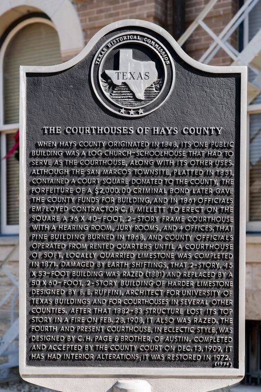 The Courthouses of Hays County Marker. Click for full size. The Courthouses of Hays County Marker image. Click for full size.