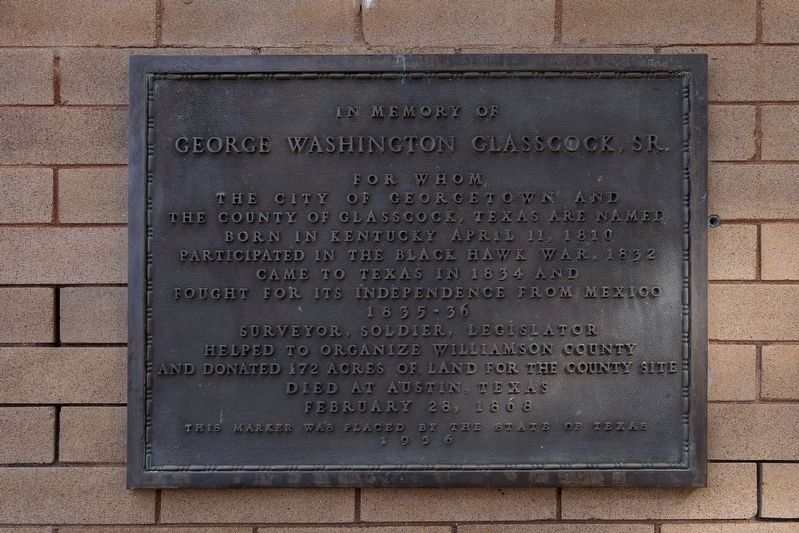 George Washington Glasscock, Sr. Marker. Click for full size. George Washington Glasscock, Sr. Marker image. Click for full size.