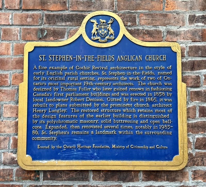 St. Stephen�s-in-the-fields Anglican Church Marker image. Click for full size.