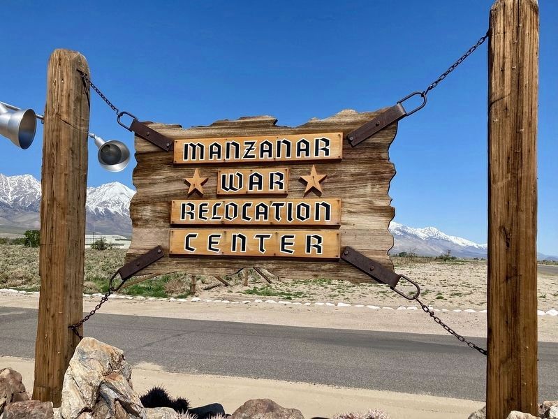 Manzanar Sign at Entrance. Click for full size. Manzanar Sign at Entrance image. Click for full size.