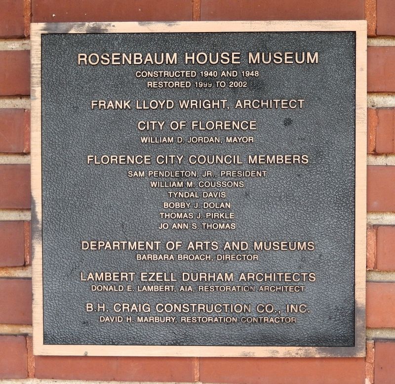 Rosenbaum House Museum Marker image. Click for full size.