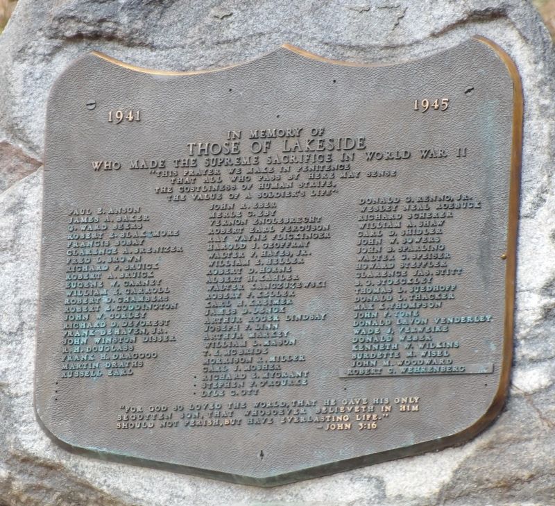 Lakeside WWII Memorial. Click for full size. Lakeside WWII Memorial image. Click for full size.