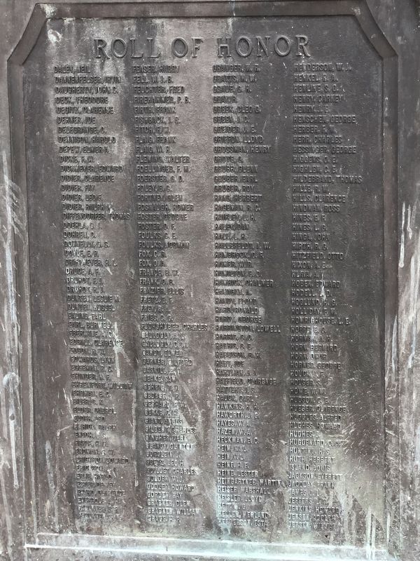 General Electric Fort Wayne Works WWI Roll of Honor Marker, Side Two image. Click for full size.