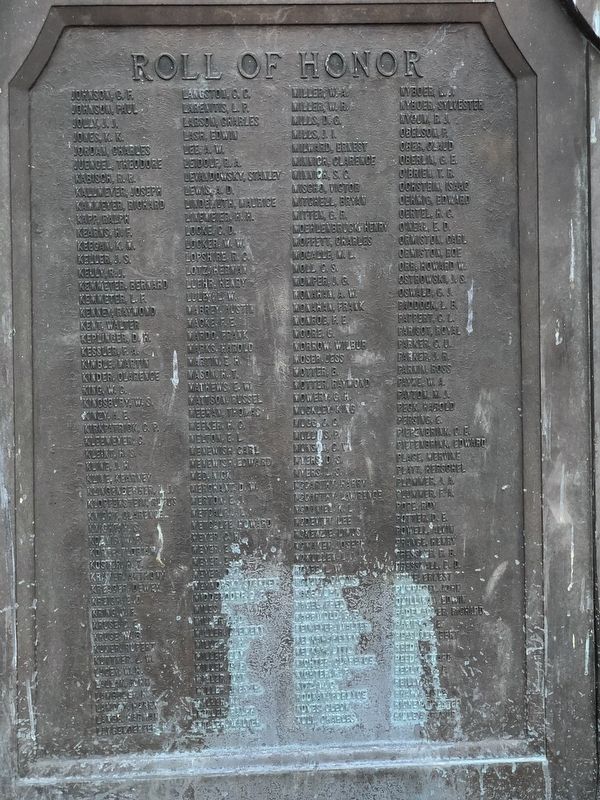 General Electric Fort Wayne Works WWI Roll of Honor Marker, Side Three image. Click for full size.