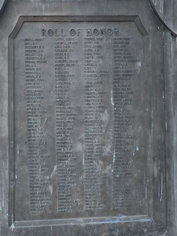 General Electric Fort Wayne Works WWI Roll of Honor Marker, Side Four image. Click for full size.