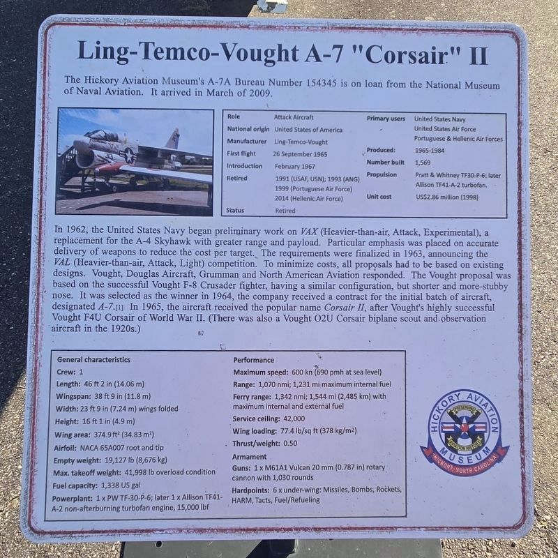 Ling-Temco-Vought A-7 "Corsair" II Marker image. Click for full size.