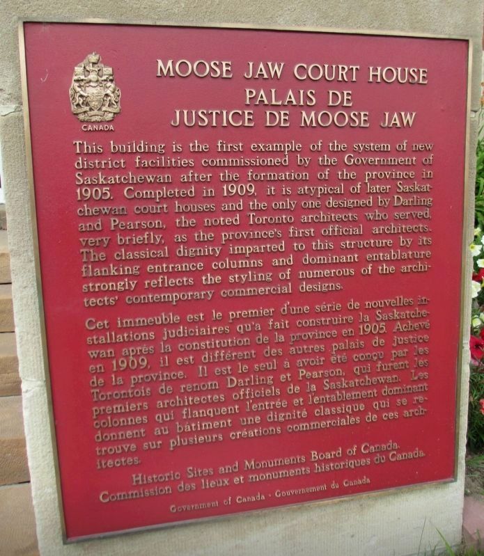 Moose Jaw Court House Marker. Click for full size. Moose Jaw Court House Marker image. Click for full size.