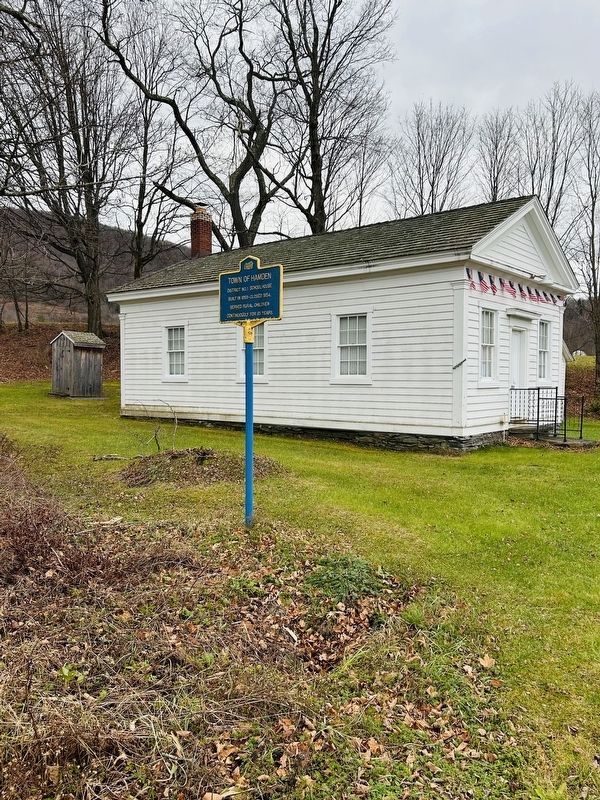 Schoolhouse and Town Of Hamden Marker. Click for full size. Schoolhouse and Town Of Hamden Marker image. Click for full size.