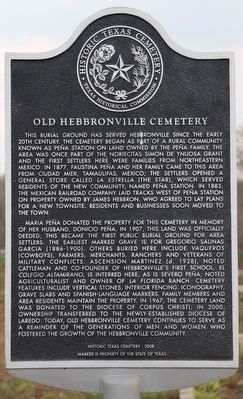 Old Hebbronville Cemetery Marker. Click for full size. Old Hebbronville Cemetery Marker image. Click for full size.