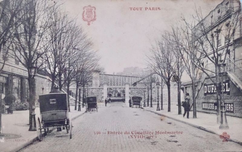 Cimetière Montmartre entrance ca. 1905. Click for full size. Cimetière Montmartre entrance ca. 1905 image. Click for full size.