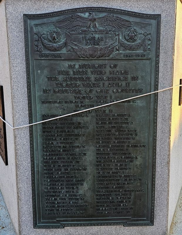 In Memory Of the Men Who Made The Supreme Sacrifice in World Wars I and II Marker. Click for full size. In Memory Of the Men Who Made The Supreme Sacrifice in World Wars I and II Marker image. Click for full size.