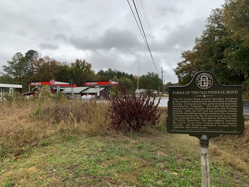 Forks of the Old Federal Road Marker. Click for full size. Forks of the Old Federal Road Marker image. Click for full size.